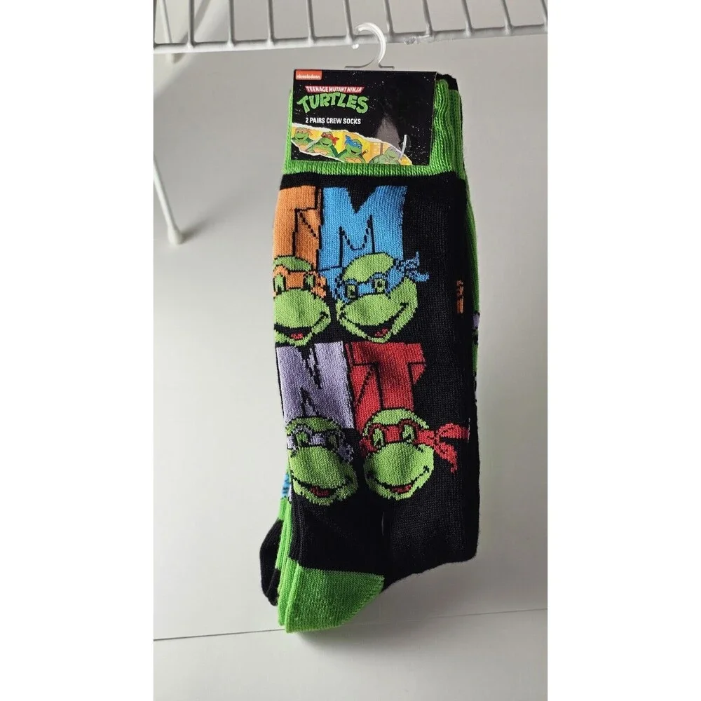 Teenage Mutant Ninja Turtles TMNT 2 Pack Socks New Adult Large NW 6-12 Shoe Sz